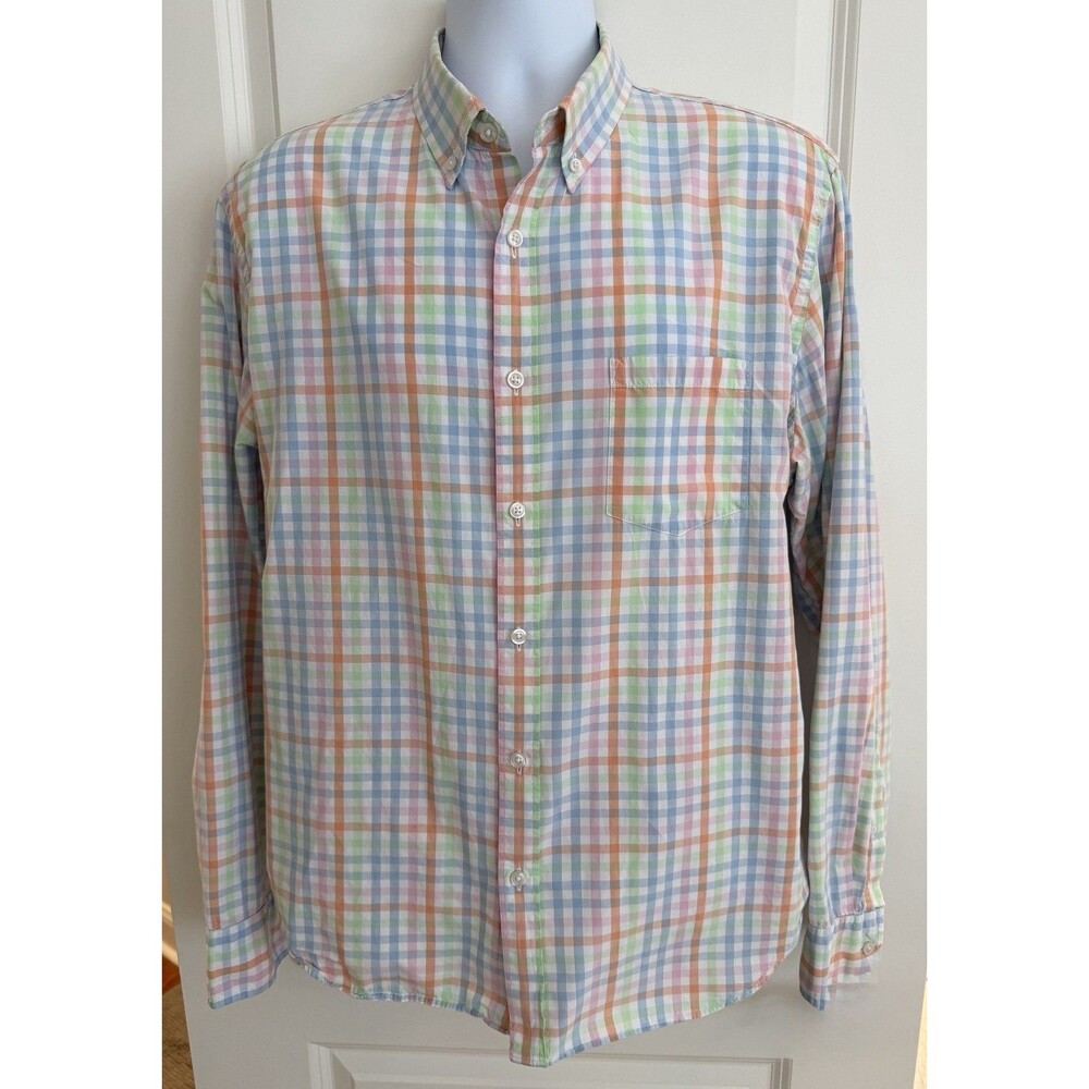 J. Crew Men’s Long Sleeve Cotton Plaid Shirt, XL, Slim Fit, GUC